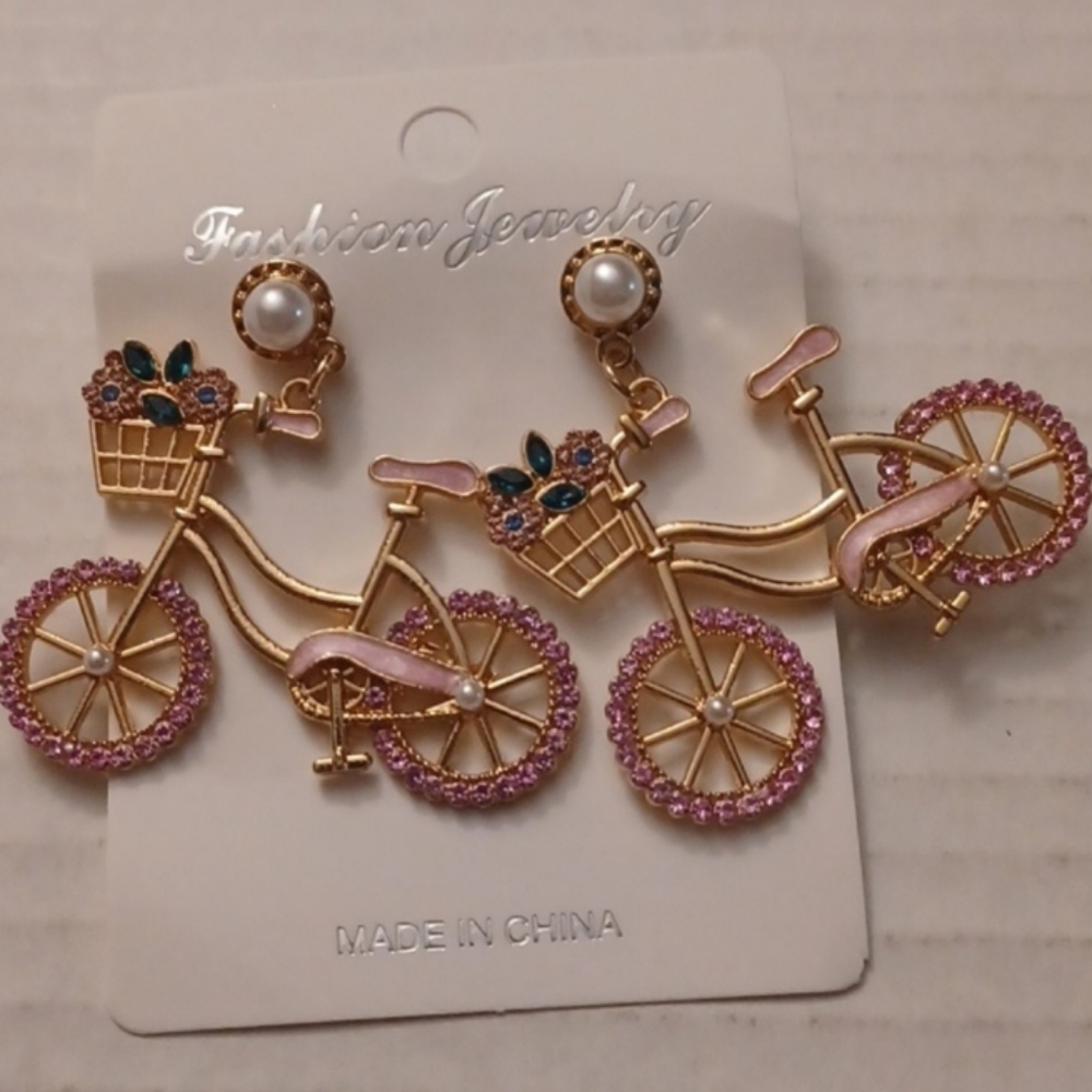 4/$60 New Large Bicycle Stud Earrings